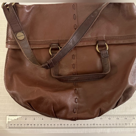 Brown Leather Lucky Brand fold over hobo bag - Picture 5 of 11
